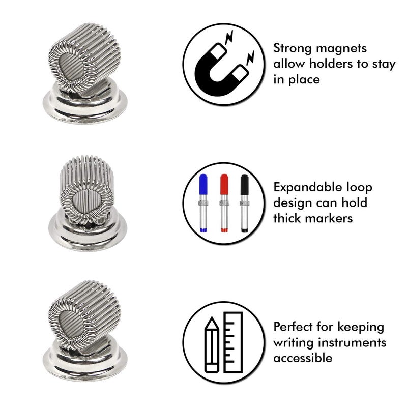 Millennial Essentials Magnetic Pen Holder Clips Refrigerator Magnet Pen Marker Clip Holder, Fridge Whiteboard Erase Board Bulletin Board Map Accessories (3 Magnet) - Image 2